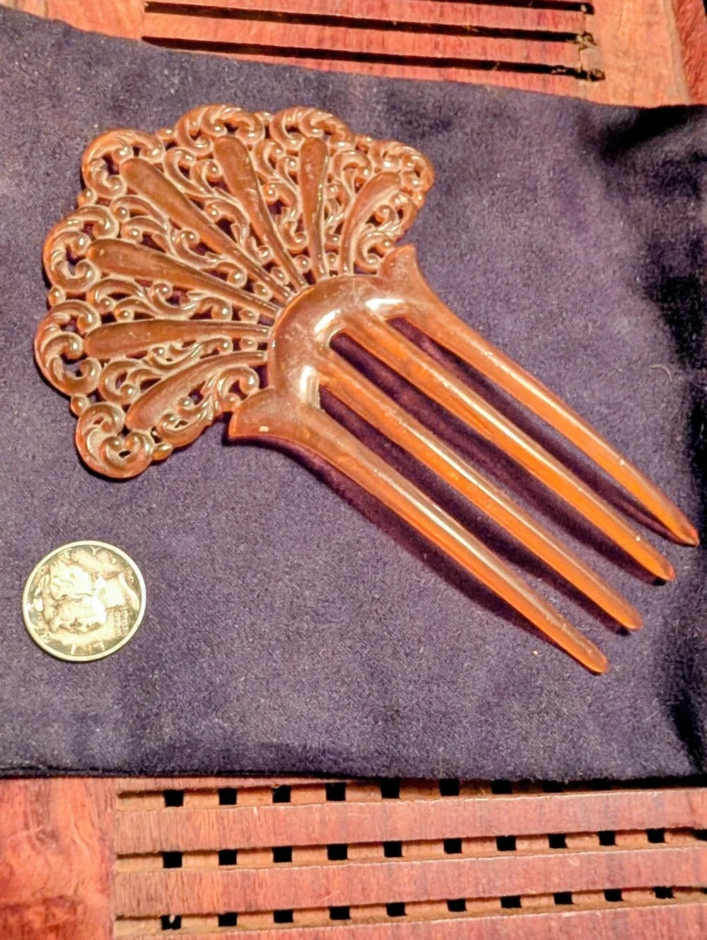Antique Art Nouveau Celluloid Hair Comb
